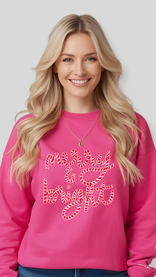 Merry & Bright Candy Cane Sweatshirt