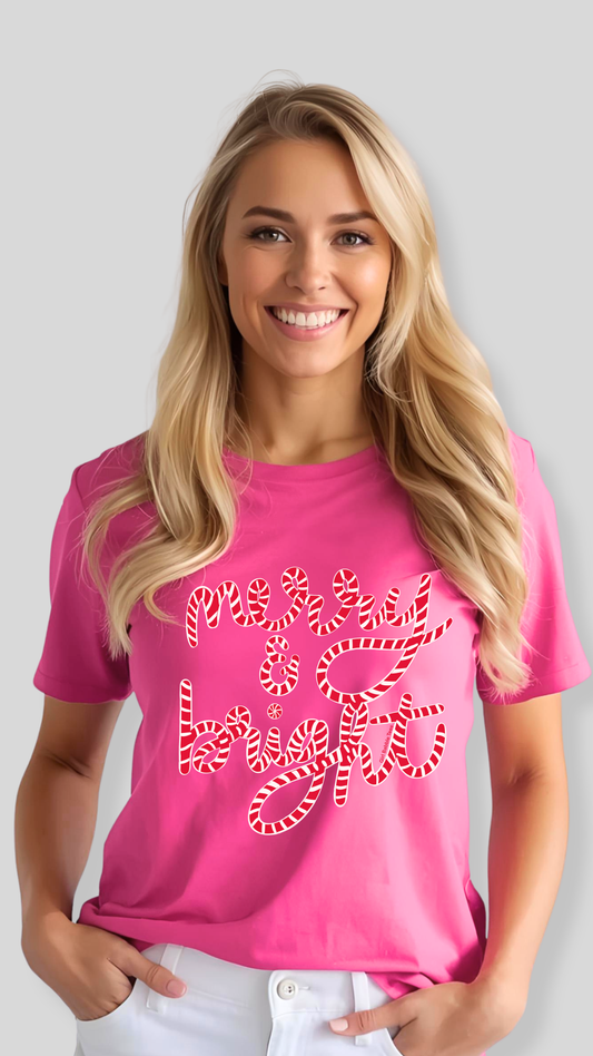 Merry & Bright Candy Cane Tee